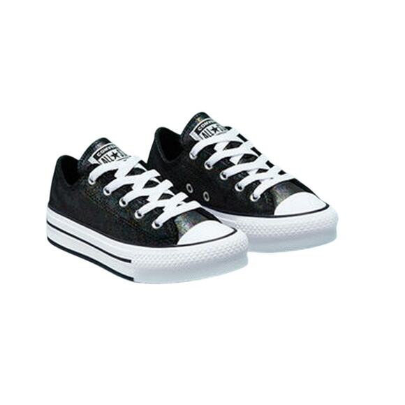 NEW Converse Chuck Taylor Lift Platform 5.5Y/ 7 Women's Black Iridescent Leather - Picture 2 of 9